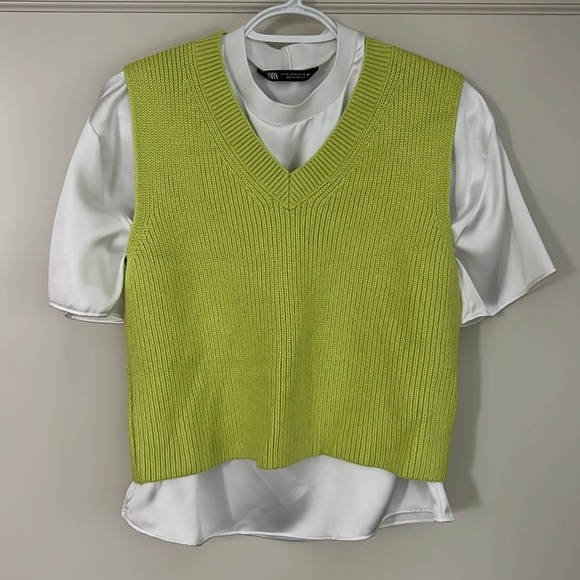 ZARA lime green sweater vest/tank - Picture 1 of 7